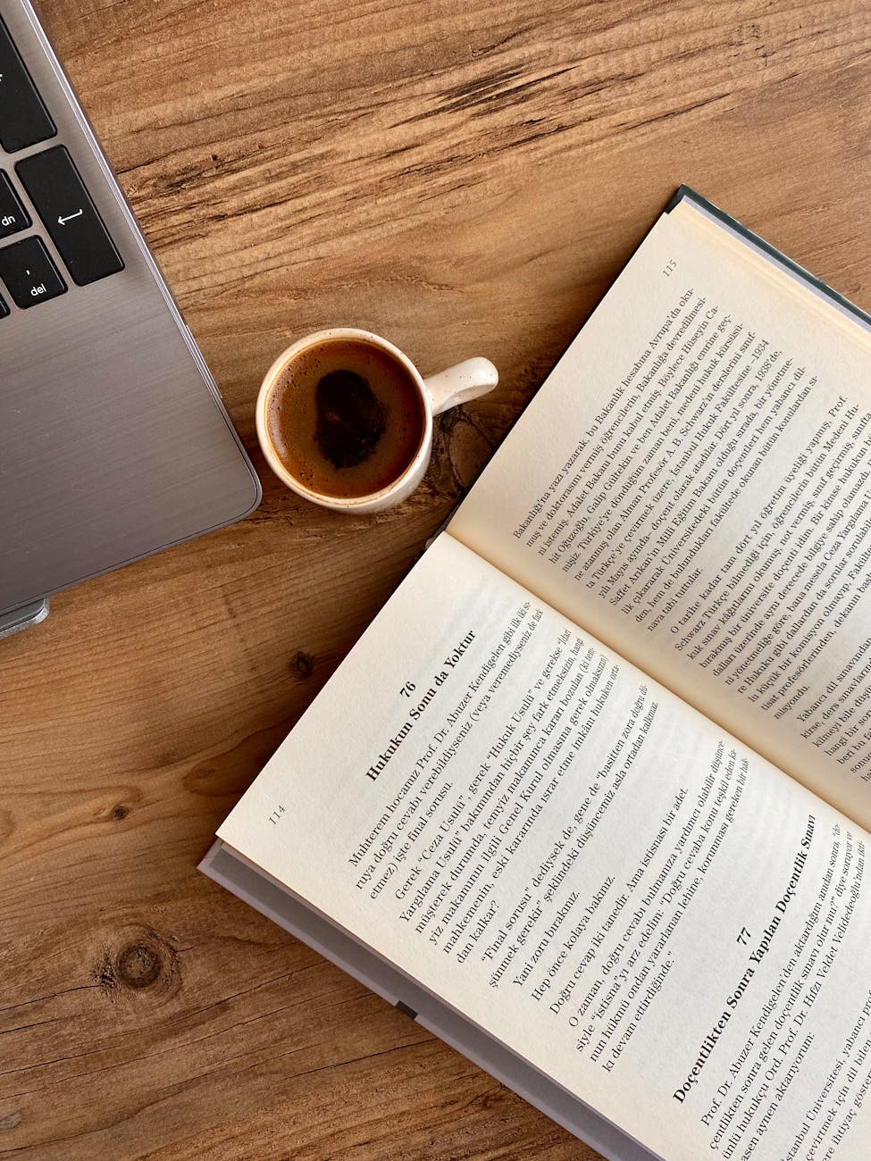 cozy workspace with book and coffee